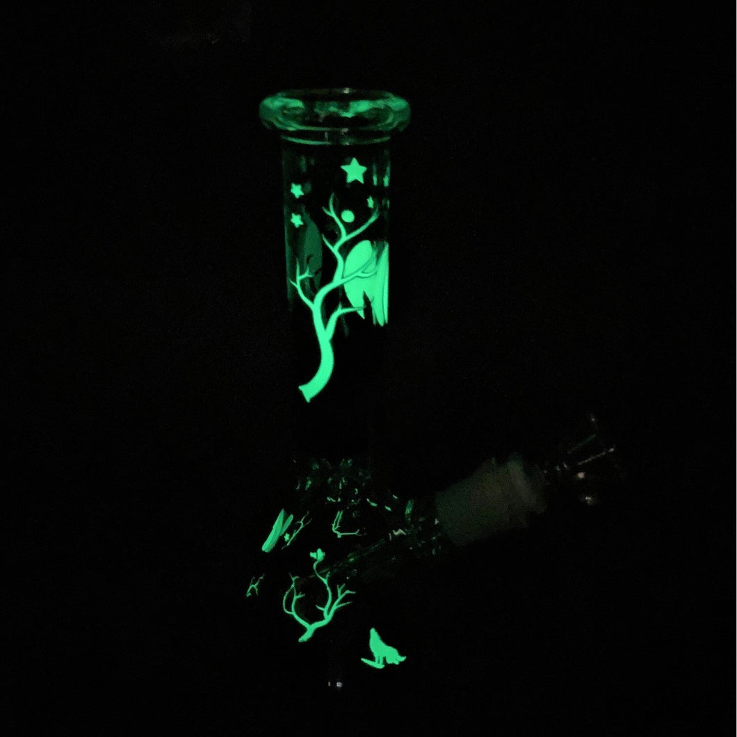 Ueeglass 8 Glow in the Dark Green Ghost Beaker Bong - UEEGLASS